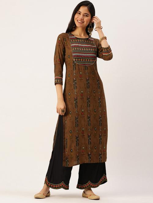 embroidered kurta palazzo set - 18480934 - Very Small Image - 1