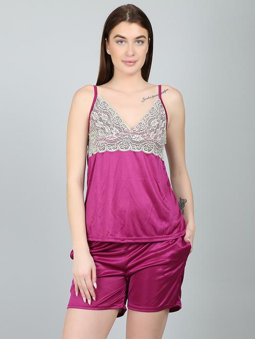 lace detail nightwear shorts set - 18481168 - Very Small Image - 1