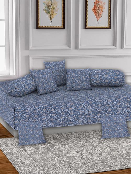 texstylers pure cotton jaipuri printed high quality diwan cover set(pack of 8) - 18481787 - Very Small Image - 1