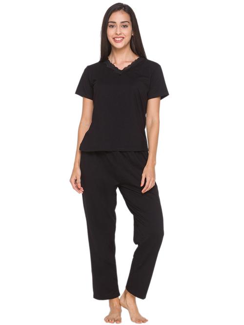 v neck solid pyjama nightwear set - 18481801 - Very Small Image - 1