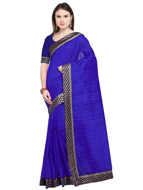 lace bordered solid saree with blouse - 18482334 - Very Small Image - 1