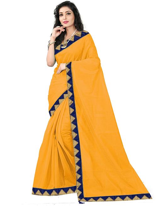lace bordered solid saree with blouse - 18482343 - Very Small Image - 1