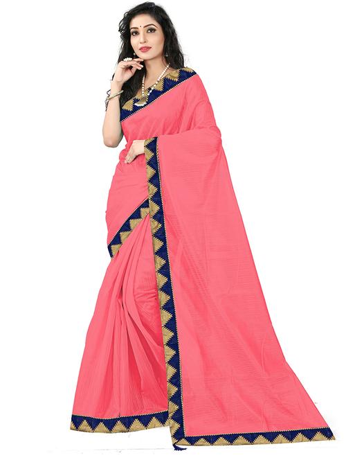 lace bordered solid saree with blouse - 18482352 - Very Small Image - 1