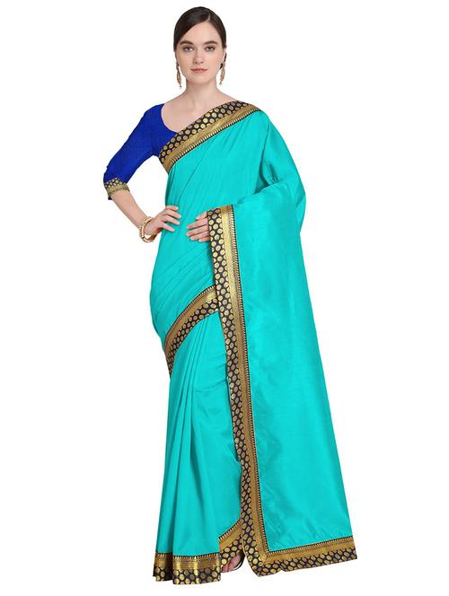 lace bordered solid saree with blouse - 18482363 - Very Small Image - 1
