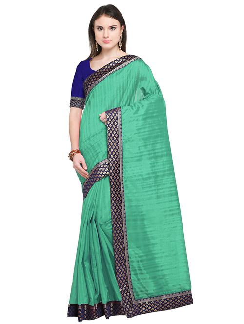 lace bordered solid saree with blouse - 18482423 - Very Small Image - 1