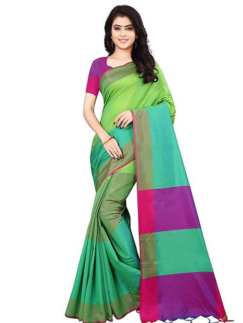 tassel detailed color block saree with blouse - 18482674 - Very Small Image - 1