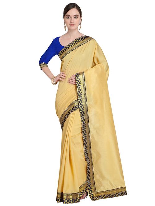 lace detailed solid saree with blouse - 18482767 - Very Small Image - 1