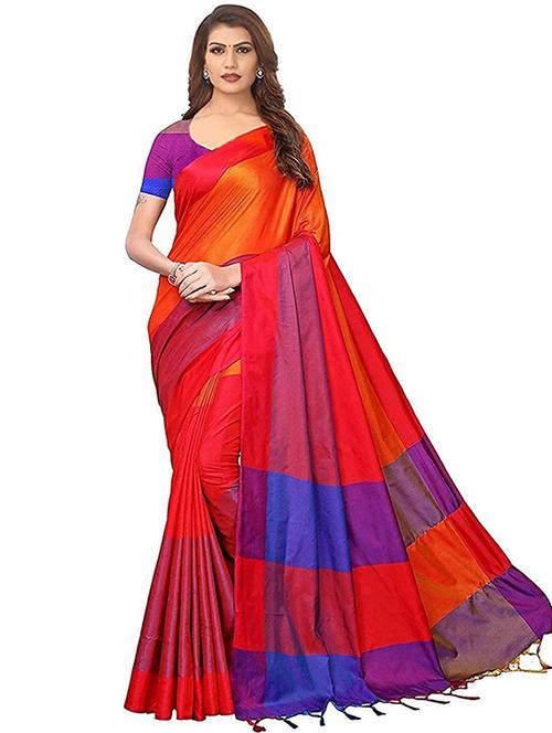 tassel detailed woven saree with blouse - 18482770 - Very Small Image - 1