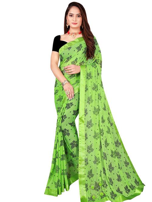 floral printed saree with blouse - 18484895 - Very Small Image - 1