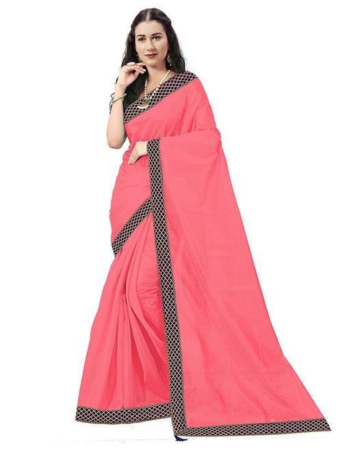 lace bordered solid saree with blouse - 18484911 - Very Small Image - 1