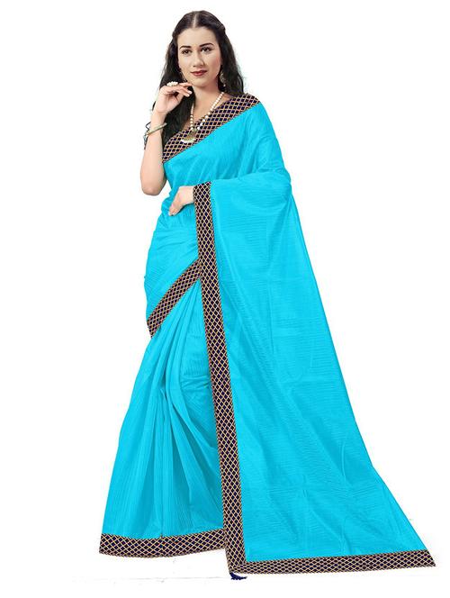 lace bordered solid saree - 18484971 - Very Small Image - 1