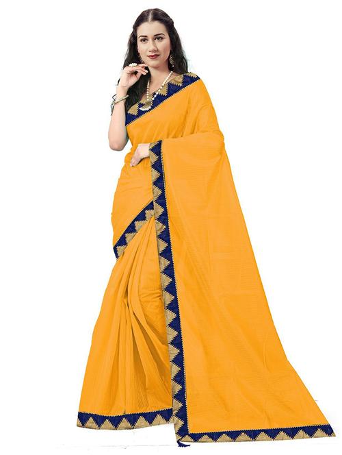 lace bordered solid saree with blouse - 18484994 - Very Small Image - 1