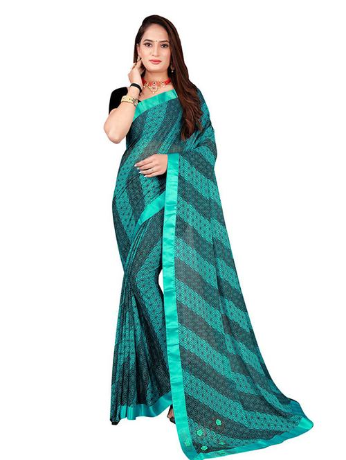 lace detailed printed saree with blouse - 18485049 - Very Small Image - 1
