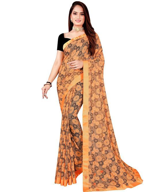lace detailed printed saree with blouse - 18485056 - Very Small Image - 1