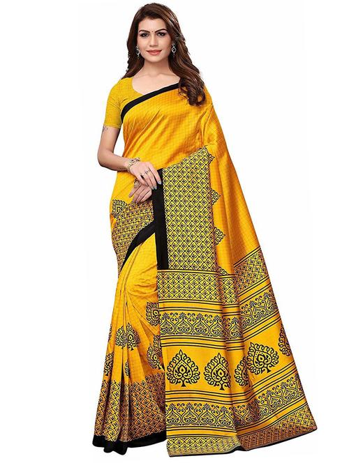 ethnic motif printed saree with blouse - 18485077 - Very Small Image - 1