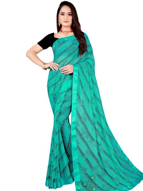 floral printed saree with blouse - 18485143 - Very Small Image - 1