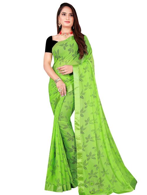 floral printed saree with blouse - 18485159 - Very Small Image - 1