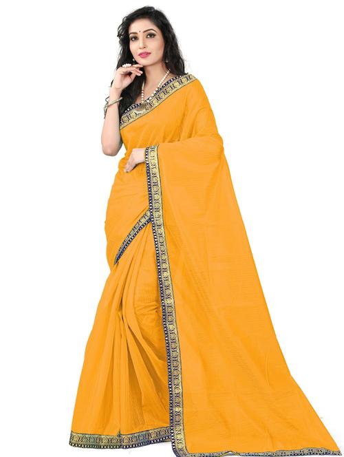 lace bordered solid saree with blouse - 18485756 - Very Small Image - 1