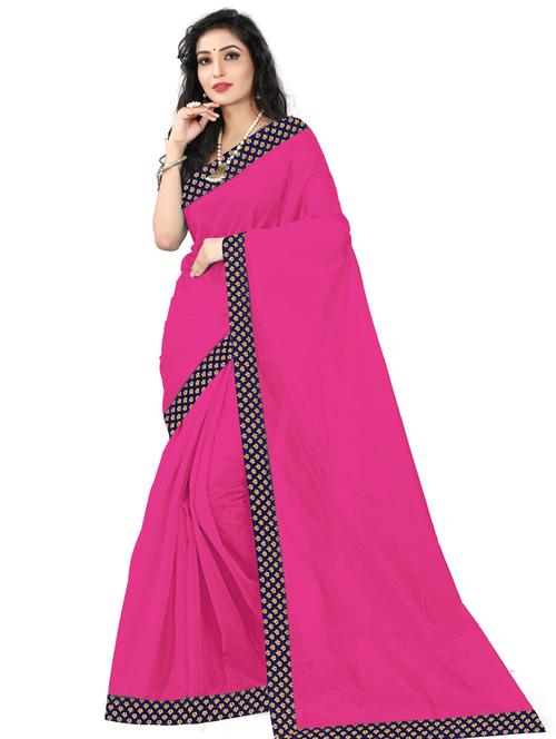 lace bordered solid saree with blouse - 18485762 - Very Small Image - 1