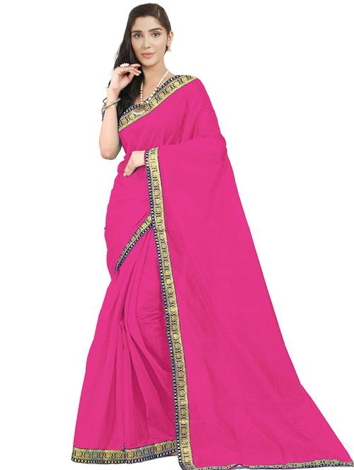 lace bordered solid saree with blouse - 18485764 - Very Small Image - 1