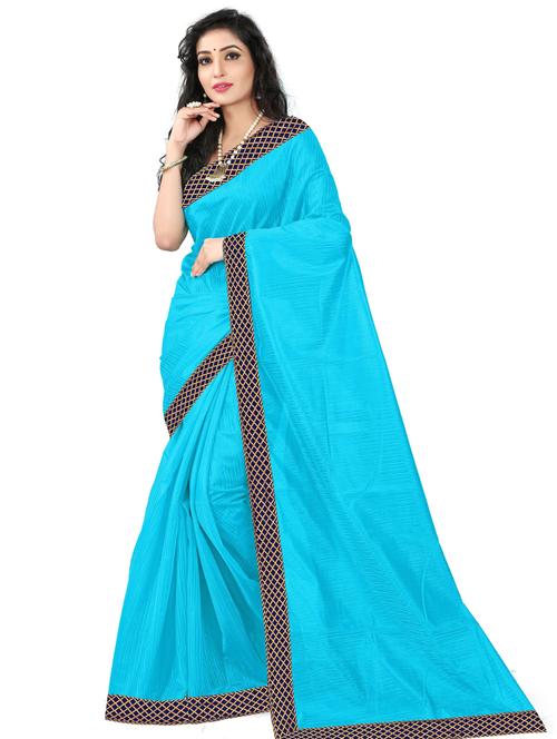 lace detailed solid saree with blouse - 18485772 - Very Small Image - 1