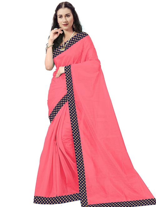 lace detailed plain saree with blouse - 18485780 - Very Small Image - 1