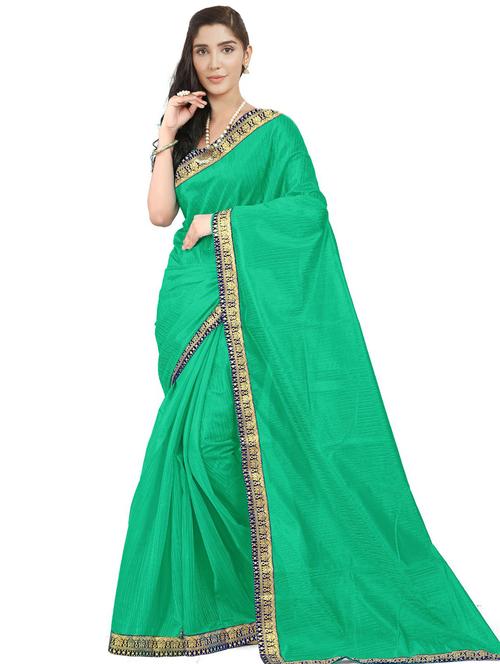 lace detailed solid saree with blouse - 18485787 - Very Small Image - 1