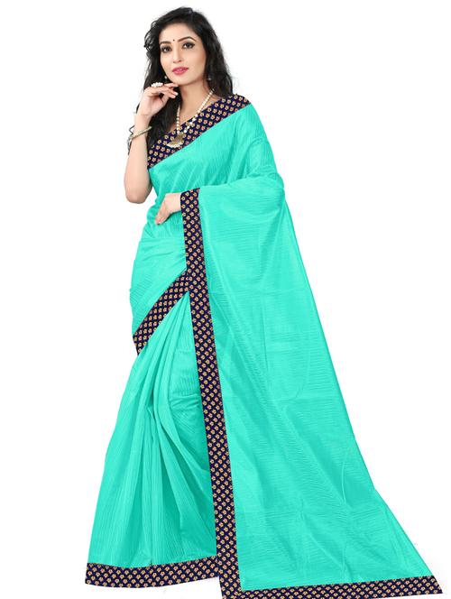 lace detailed solid saree with blouse - 18485798 - Very Small Image - 1