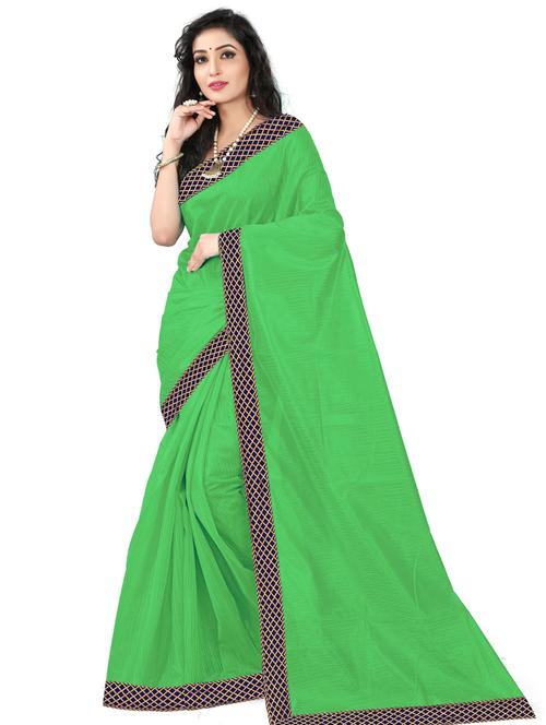 lace detailed solid saree with blouse - 18485816 - Very Small Image - 1