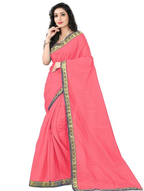 lace detailed solid saree with blouse - 18485818 - Very Small Image - 1