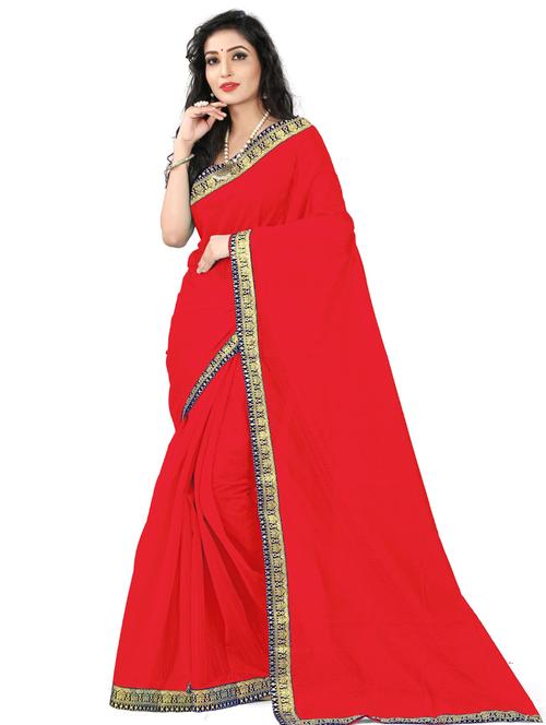 lace detailed solid saree with blouse - 18485829 - Very Small Image - 1