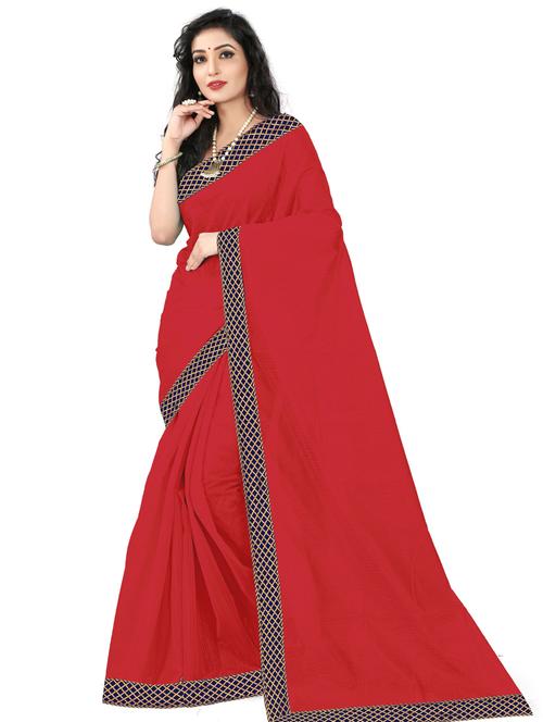 lace detailed solid saree with blouse - 18485838 - Very Small Image - 1
