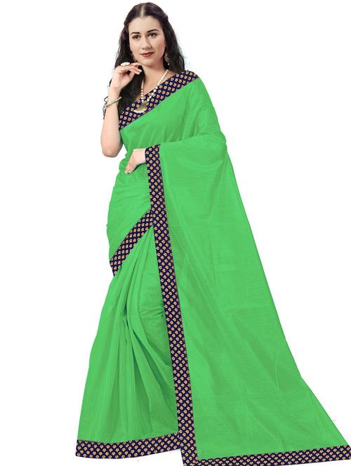 lace detailed solid saree with blouse - 18485847 - Very Small Image - 1