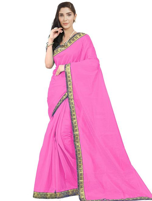 lace detailed solid saree with blouse - 18485854 - Very Small Image - 1