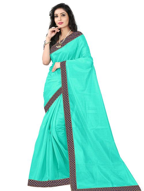 lace detailed solid saree with blouse - 18485865 - Very Small Image - 1