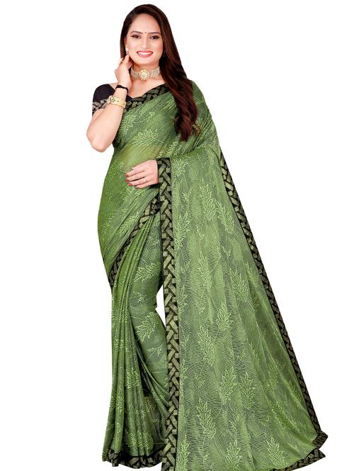 women's self design green colored saree with blouse - 18485870 - Very Small Image - 1