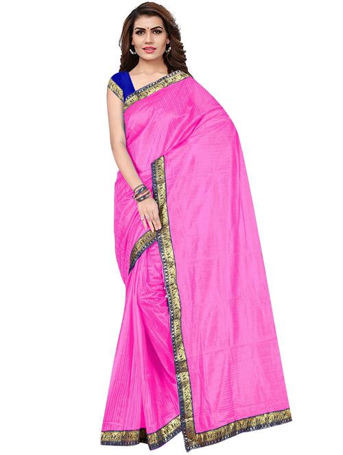 lace detailed solid saree with blouse - 18486102 - Very Small Image - 1