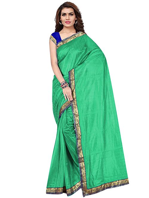 lace detailed solid saree with blouse - 18486111 - Very Small Image - 1