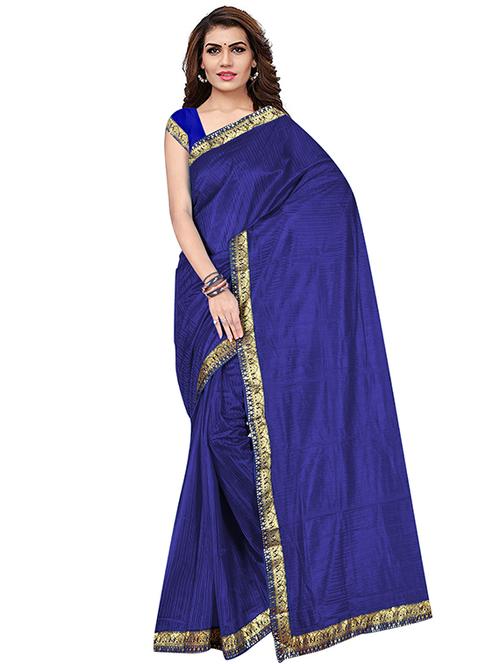 lace detailed solid saree with blouse - 18486116 - Very Small Image - 1