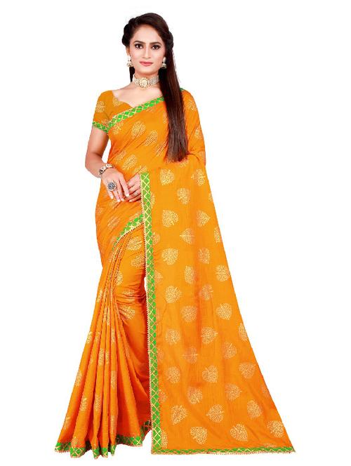 lace detailed printed saree with blouse - 18487685 - Very Small Image - 1