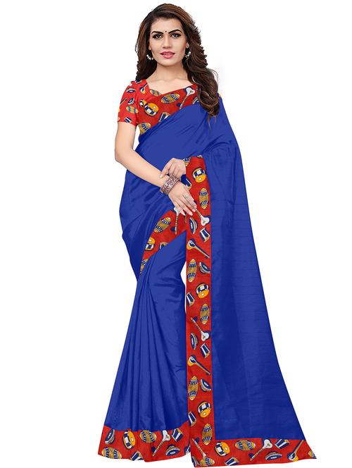 lace bordered plain saree with blouse - 18488132 - Very Small Image - 1