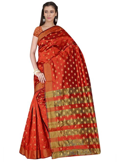 self design art silk saree with blouse - 18488217 - Very Small Image - 1