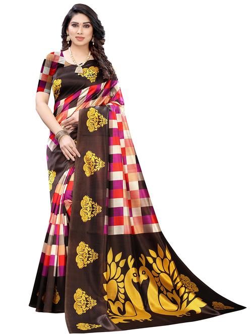 checkered printed saree - 18488235 - Very Small Image - 1