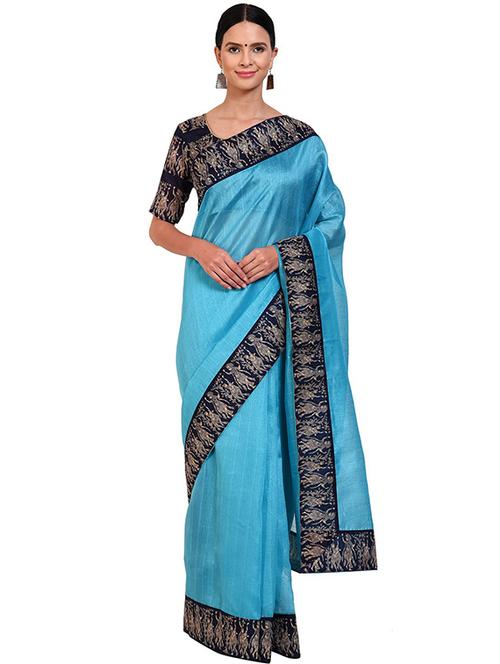 lace bordered solid saree - 18488345 - Very Small Image - 1