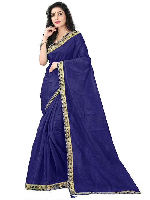 lace detailed plain saree with blouse - 18488368 - Very Small Image - 1