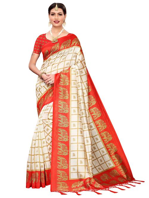 tassel detailed checkered saree with blouse - 18488546 - Very Small Image - 1