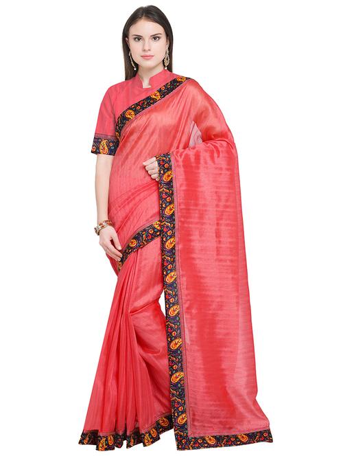 lace detailed plain saree with blouse - 18488594 - Very Small Image - 1