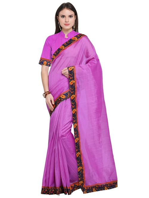 lace detailed plain saree with blouse - 18488598 - Very Small Image - 1