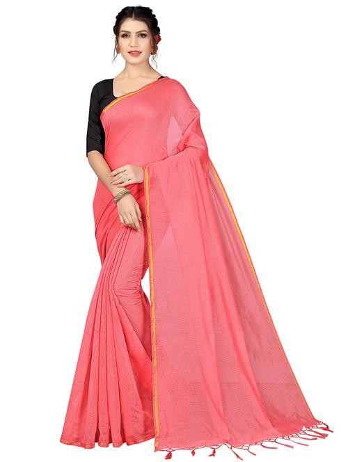tassels detailed solid saree with blouse - 18488630 - Very Small Image - 1