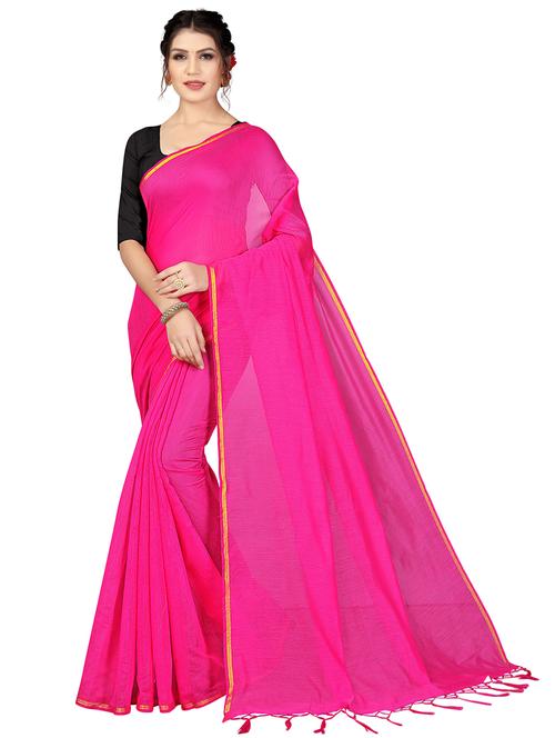 tassels detailed solid saree with blouse - 18488631 - Very Small Image - 1